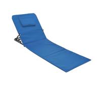 Matelas de plage pliable avec oreiller - Bleu - Avec dossier réglable - Chaise longue de plage - Chaise longue de jardin - Pour jardin, camping, pique-nique, voyage, vacances