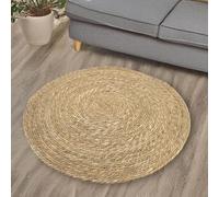 Spetebo Tapis rond en jonc de mer naturel - Diamètre 80 cm - Tapis de sol de style ethnique - Poils bas - Fibre naturelle - Style maison de campagne bohème recyclable - Antistatique - Couleurs