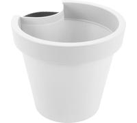 Spetebo Tuyau de descente Pot de fleurs 24 x 21 cm - blanc - Tuyau de pluie Pot de plantes suspendu rond - Pot de plantes en plastique avec sangle de fixation Pot de plantes avec trou de drainage
