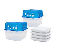 Spetebo Ultra Fresh Lot de 2 boîtes de granulés déshumidificateurs avec 4 sacs de recharge - Déshumidificateur avec bac de récupération - Réutilisable et rechargeable