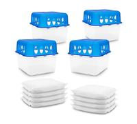 Spetebo Ultra Fresh Lot de 4 boîtes de granulés déshumidificateurs avec 8 sacs de recharge de 400 g - Déshumidificateur avec bac de récupération - Réutilisable - Rechargeable sans électricité