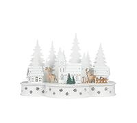 Spetebo Ville de Noël en bois à LED - 30 cm/blanc - Village de Noël - Décoration de table éclairée