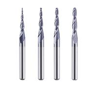 SpeTool 4 Pièces Fraise Conique Fraise Defonceuse 3.175 mm(1/8'') Rayon de 0.25-1.0mm Fraise CNC en Carbure de Tungstène avec Revêtement TiAIN pour la Sculpture Gravure Travail du Bois