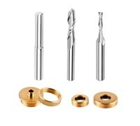 SpeTool Kit d'incrustation de toupie en laiton massif avec diamètre de coupe de 6,35 mm et 0,6 cm avec tige de 0,6 cm en carbure de tungstène et guide de bague pour bois