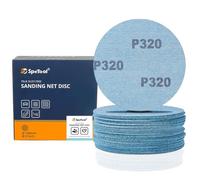 SpeTool Lot de 30 grilles abrasives 150 mm avec protection de disque abrasif Grain 320 Papier abrasif sans poussière pour bois, plaque de plâtre, métal, résine époxy