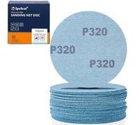 SpeTool Lot de 30 grilles de ponçage 125 mm avec protection de disque abrasif Grain 320 Papier abrasif sans poussière pour bois, plaque de plâtre, métal, résine époxy