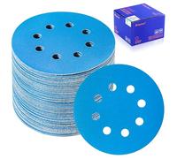 SpeTool Lot de 60 disques abrasifs 125 mm - Papier abrasif - Grain 320 - Pour ponceuse excentrique - 8 trous - Papier abrasif rond en céramique - Pour bois, résine époxy, métal, surface automobile