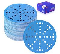 SpeTool Lot de 60 feuilles de papier abrasif 150 mm avec 49 trous Grain 120 disques abrasifs en céramique 150 mm Papier abrasif pour bois, métal