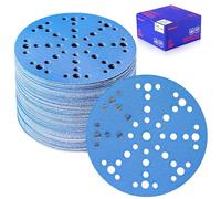 SpeTool Lot de 60 feuilles de papier abrasif 150 mm avec 49 trous Grain 180 disques abrasifs en céramique 150 mm Papier abrasif pour bois, métal