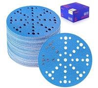 SpeTool Lot de 60 feuilles de papier abrasif 150 mm avec 49 trous Grain 80 disques abrasifs en céramique 150 mm Papier abrasif pour bois, métal