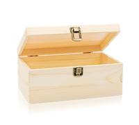 Spetsbst Caisse en bois avec couvercle et serrure - 23,5 x 14 x 10 cm - Coffre au trésor en bois avec couvercle incurvé - Sans poignées - Petite boîte de rangement en bois