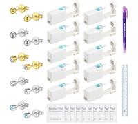 Spetsbst Lot de 10 clous d'oreille, pistolet à trou d'oreille jetable, stérile, boucles d'oreilles sûres, auto-enfichable, kit de piercing pour femmes, hommes, filles et garçons, Mehrere, plastique