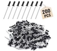 Spetsbst Lot de 200 rivets aveugles en aluminium - 4 x 10 mm - Grande tête - Noir - Pour pinces à riveter aveugles