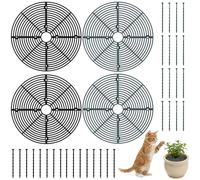 Spetsbst Lot de 4 grilles de pot de fleurs, 30 cm, protection des plantes, chat, en polypropylène, pour plantes, avec goupille de fixation allongée, protège les plantes des enfants et des animaux