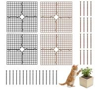 Spetsbst Lot de 4 protections pour pot de fleurs, chat, 30 cm (carré)