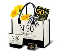 Spetsbst Sac en toile de jute avec trousse de maquillage et carte de vœux - Cadeau d'anniversaire pour femme, N 50, L