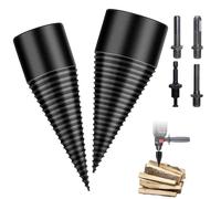 Spetsbst Set de forets fendeur de bois 42mm + 32mm avec 4 poignées de perçage Wood Splitter vis conique fendeuse de bois cône fendeur pour fendre le bois
