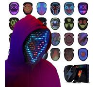 SPEWOM Masque LED lumineux avec capteur de gestes, transformation, masques LED lumineux numériques pour Halloween, mascarade, rave, DJ Party