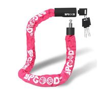 SPGOOD Antivol de vélo avec 3 clés, 90 cm en chaîne en acier de 6 mm, cadenas de vélo avec housse étanche, antivol haute sécurité pour vélo, vélo électrique, VTT, moto(Rose rouge)