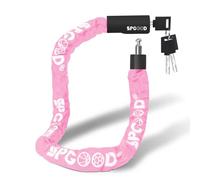SPGOOD Antivol de vélo avec 3 clés, 90 cm en chaîne en acier de 6 mm, cadenas de vélo avec housse étanche, antivol haute sécurité pour vélo, vélo électrique, VTT, moto(Rose Clair)