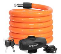 SPGOOD Antivol pour vélo, 120 cm/12 mm, niveau de sécurité très haut, câble antivol en spirale avec 2 clés, antivol pour vélo, tricycle, moto, scooter, poussette bébé (orange)