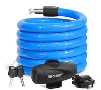 SPGOOD Antivol Vélo Chaîne 120cm/12mm, Câble de Sécurité Extrême pour Vélo, Tricycle, Moto, Scooter - Serrure Spirale avec Deux Clés (Bleu)