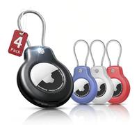 SPGUARD Compatible avec Apple AirTag Pendentif Support Sécurisé avec Câble(AirTag 1/2), 4 Pack Air Tag Lock Cas Keychain Couverture Étiquette de Bagage pour clés, Bagages et Plus