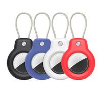 SPGUARD Compatible with Apple AirTag Secure Holder with Cable, 4 Packs Air Tag Lock Case Keychain Keychain Luggage Holder for Keys, Luggage and More