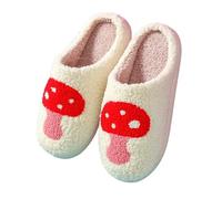 SPHALINDER Chaussons Pantoufles en coton for hommes, hiver, mignon dessin animé, visage souriant, maison chic, fourrure, Couple, intérieur chaud