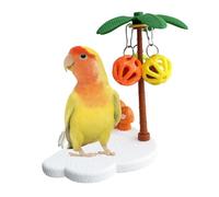 Sphère à mâcher pour Oiseau, Jouet d'exercice d'enrichissement, perchoir de 14,6 x 12,9 cm avec Repos, rotin Naturel avec Construction Ronde, déchiquetage coloré avec Style, Cage à Perroquet