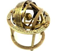 Sphère armillaire vintage en laiton, sphère décorative en forme d'astrolabe, décoration de table de collection maritime (armillaire en laiton vieilli)