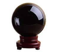 Sphère Boule de Cristal D'obsidienne Noire avec Support Décoratif en Bois,obsidian-100mm