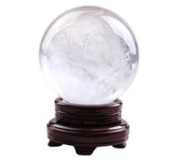 Sphère cristal de roche naturel, avec support - Pierre vertus énergétiques | Boule de cristal de quartz polie à la main, méditation, protection et nettoyage énergétique