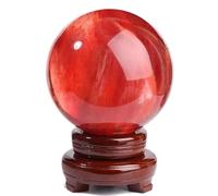 Sphère de Cristal, Boule de Cristal de Quartz Rouge en Forme de Boule de Rubis Rouge avec Support, Pierre précieuse en Cristal de Quartz fondu for la guérison, la Divination Feng Shui(10cm)