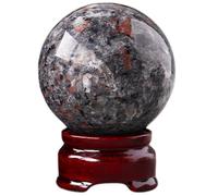 Sphère de Cristal, Boule de Cristal Flamme 2 Pouces, sphère Pierre précieuse polie avec Support en Bois, Pierre d'énergie guérison pour Le réiki Chakra Divination fengshii décoration, 5