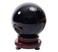 Sphère de Cristal, Boules de Cristal d'obsidienne Noire for Feng Shui, guérison par Cristal, Divination, décoration intérieure, sphère de Cristal Magique Noire(20cm)