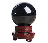 Sphère de Cristal, Boules de Cristal d'obsidienne Noire for Feng Shui, guérison par Cristal, Divination, décoration intérieure, sphère de Cristal Magique Noire(6cm)