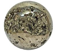 Sphère de pyrite quartz 100 % naturel pierre argent doré minéral boule cristal (55 mm)