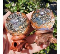Sphère de quartz naturel avec pyrite, boule de cristal de quartz, ornement de bureau, cadeaux parfaits pour la remise des diplômes, la fête des mères