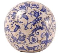 Esschert Design Boule décorative de jardin en céramique Bleu/blanc, différentes tailles. 13cm 1 pièce