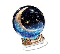 Sphère décorative moderne en acrylique avec motif lunes et étoiles - 200 g - Pour décoration de la maison - Cristal acrylique - Décoration de bureau - Incassable