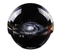 Sphère en verre galaxie 3D gravée - Boule de cristal de quartz de 6 cm pour astrophiles, art cosmique unique, décoration d'intérieur, superbe cadeau pour les amateurs de l'espace, décoration céleste