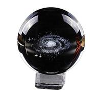 Sphère en verre galaxie 3D gravée - Boule de cristal de quartz de 6 cm pour astrophiles, décoration cosmique unique, superbe cadeau pour la maison, pièce d'art céleste, collection d'astronomie