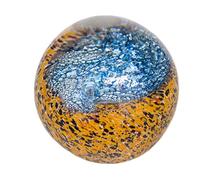 Sphère en Verre Sulfure et Presse Papier, Terre de Quartz, Bleu et Orange, Diamètre 10 cm