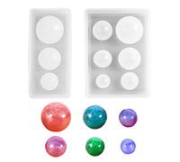 Sphère Ronde Moules à Bijoux, 2Pcs Moule Sphère Resine Epoxy, Moulle Silicone Resine Epoxy Forme de Boule de Cristal, 3D Bricolage Sphère Balle Silicone Moule pour DIY Fabrication de Pendentifs