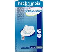 Sphère Santé - Sphère Santé Men Maxi + - Pack 1 mois - Protection urinaire masculine - Absorption maximale - Confort anatomique et fixation sécurisée
