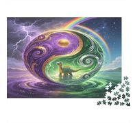 Sphère Yin Yang Colorée Puzzle pour Adultes Puzzle 1000 Pièces Décor Dinosaure Scène Nature Esprit Détente Loisirs Cadeau Maison 38x26cm/1000pcs
