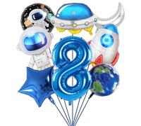SPHERETRON 8 Pcs Décoration Anniversaire Espace Ballons Fusée Astronaute Ballon Ballons Numéro 8 Ballons Ballons Vaisseau Spatial Ballons Anniversaire Deco Garcon Ballon Helium