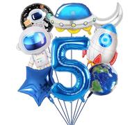SPHERETRON 8 Pcs Décoration Anniversaire Espace Enfant, Ballons Numéro 5, Ballons de Astronaute, Fusée Ballon, Ballons Vaisseau Spatial Enfants Anniversaire Fête Décorations