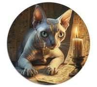 Sphinx Chat 1000 Piece Puzzle Rond, pour Enfants Adulte Éduchatif Unique Jigsaw pour La Famille Amis De Qualité Supérieure 1000pcs (67.5x67.5cm)